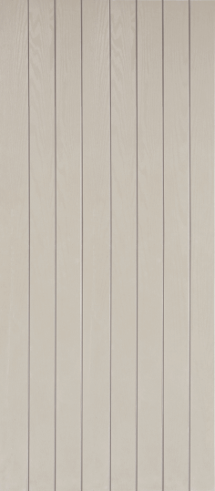 Duco entry door in grey - with vertical panels top to bottom of the door