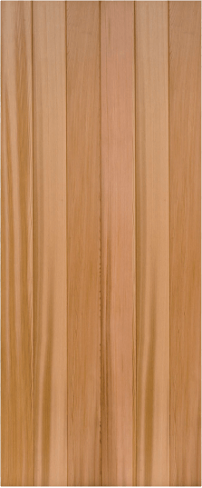 Duco entry door in wood - with horizontal panels top to bottom of the door