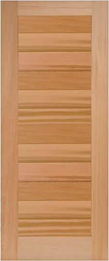 Duco entry door in wood - with horizontal panels top to bottom of the door