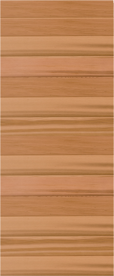 Duco entry door in timber - with horizontal panels top to bottom of the door