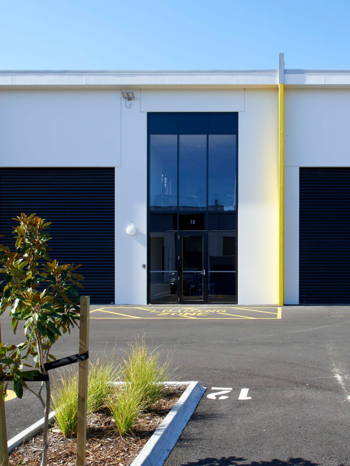 Duco Hinge doors with glass panels in a commercial setting