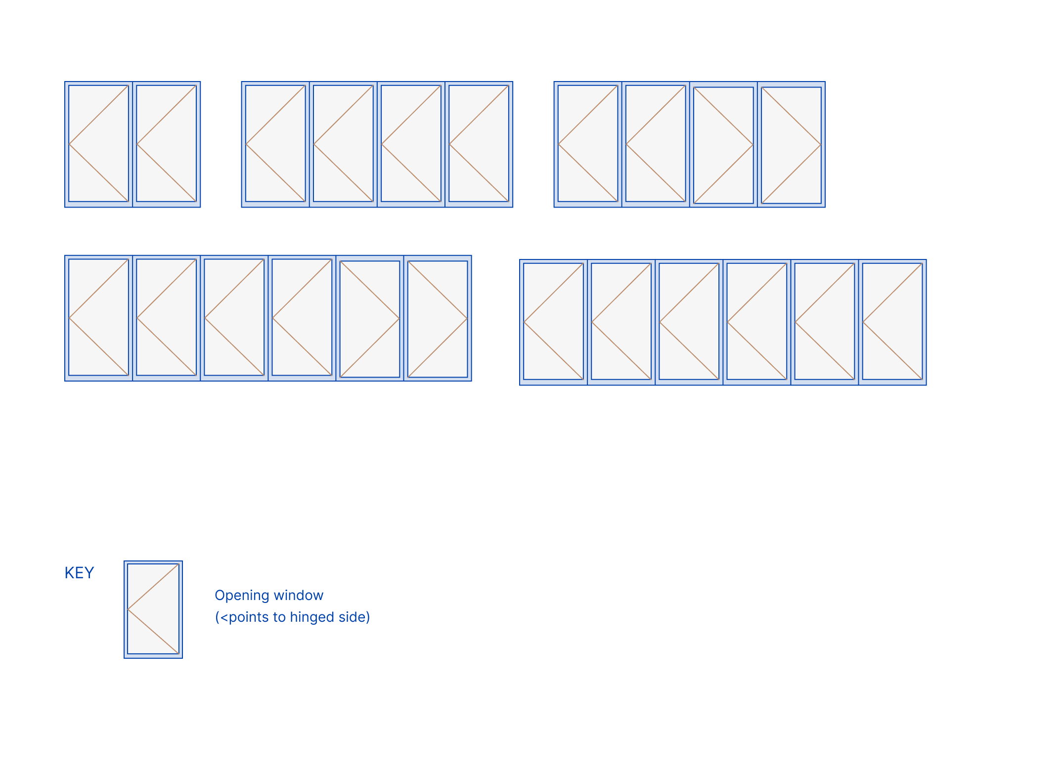 Duco Windows and Bifold option diagrams