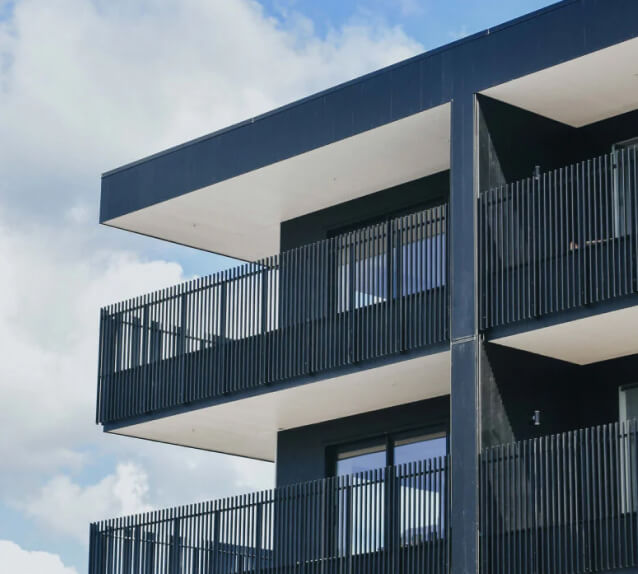 Duco windows and doors displayed in an apartment block