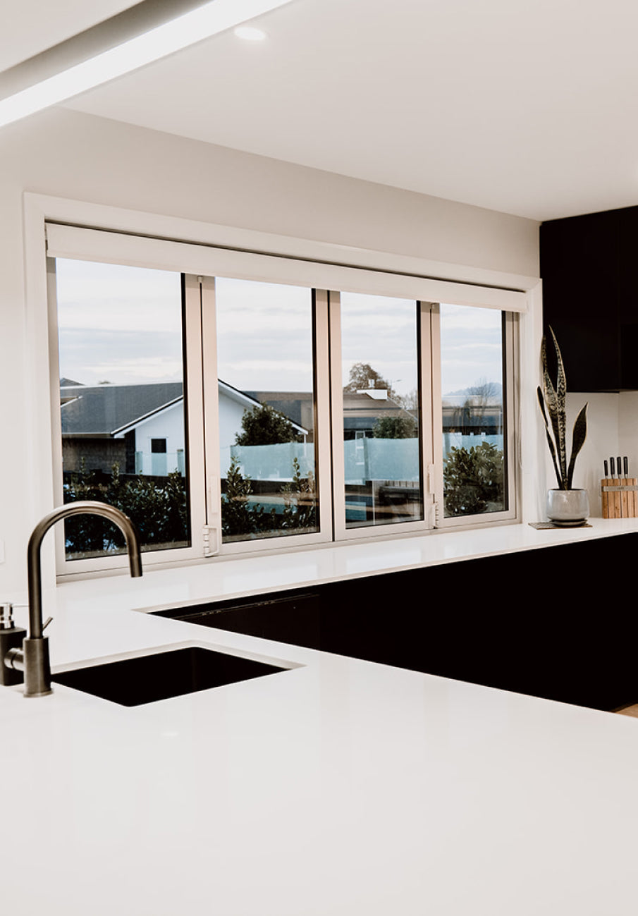 Duco bifold windows in a kitchen setting